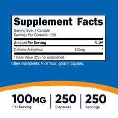 Close-up of Nutricost Caffeine Capsules 100mg