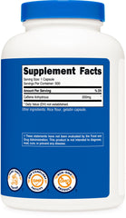 Serving information for Nutricost Caffeine Pills: 1 capsule per serving