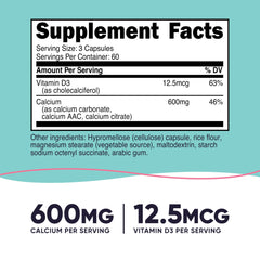 Close-up of Nutricost calcium and vitamin D3 capsules