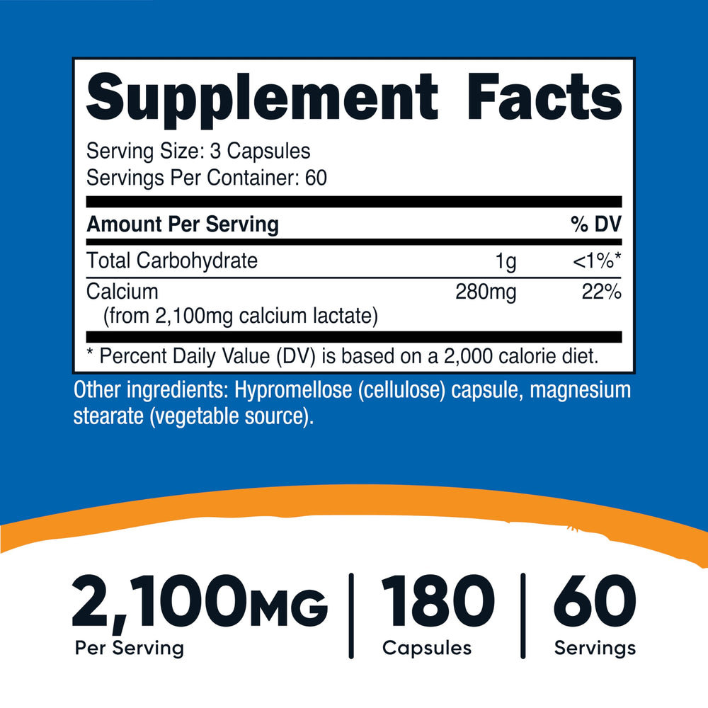Serving size 260mg calcium from 2100mg calcium lactate