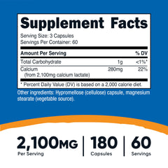 Serving size 260mg calcium from 2100mg calcium lactate