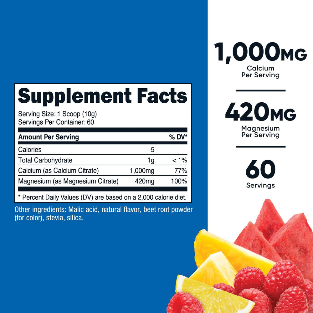 Nutricost Calcium Magnesium Powder Fruit Punch flavor — 30 servings bottle