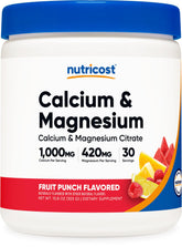Nutricost Calcium Magnesium Powder Fruit Punch 30 Servings bottle front