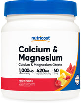 Nutricost Calcium Magnesium Powder Fruit Punch flavor — 60 servings bottle