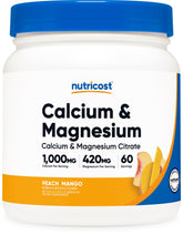 Nutricost Calcium Magnesium Powder Peach Mango bottle with 60 servings