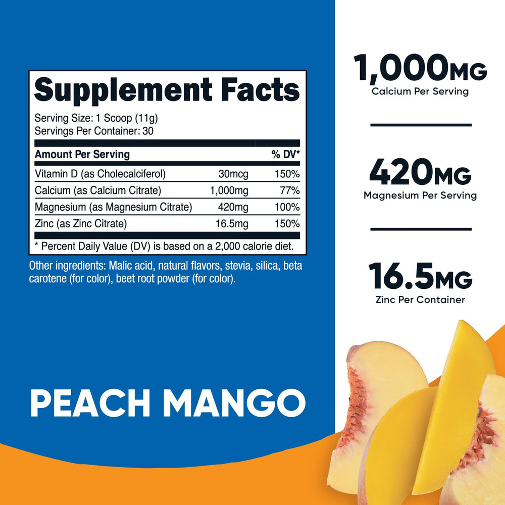Peach Mango Nutricost calcium magnesium zinc citrate powder with vitamin D3