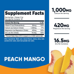 Peach Mango Nutricost calcium magnesium zinc citrate powder with vitamin D3