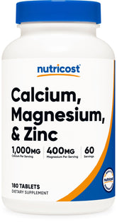 Nutricost Calcium Magnesium Zinc Tablets bottle front