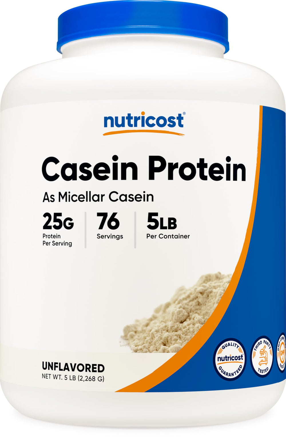Front view of Nutricost Casein Protein Powder 5lb container