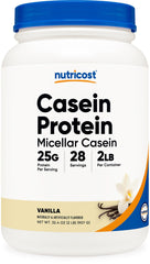 Nutricost Casein Protein Powder Vanilla 2lb tub front view