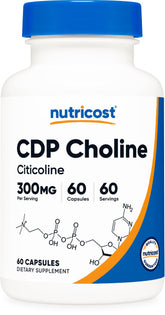 Nutricost CDP Choline 300mg bottle with label