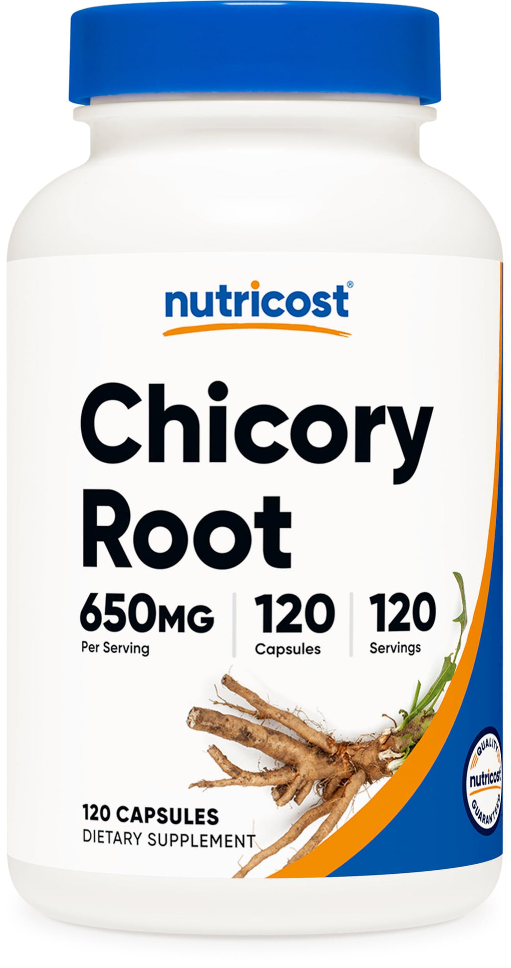 Front view of Nutricost Chicory Root 650mg bottle