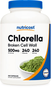 Nutricost Chlorella Capsules bottle front view