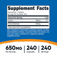 Choline Bitartrate ingredients label