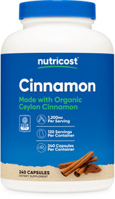 Nutricost Cinnamon Capsules bottle with 240 capsules