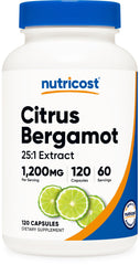 Front view of Nutricost Citrus Bergamot Capsules bottle with 120 capsules