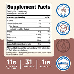 Nutricost Collagen Peptides 1lb chocolate bottle side view