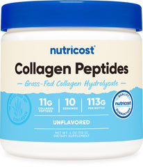 Front view of Nutricost Collagen Peptides Powder 4 oz Unflavored