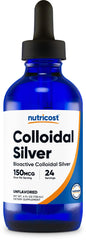 Nutricost Colloidal Silver 4oz bottle in cobalt blue glass