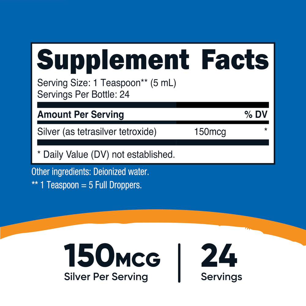 Close-up of Nutricost Colloidal Silver 4oz bottle with dropper