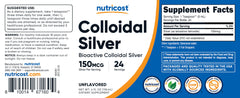 Packaging view: Nutricost Colloidal Silver 4oz bottle in cobalt blue glass