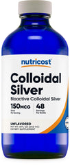 Nutricost Colloidal Silver 8oz bottle in cobalt blue glass