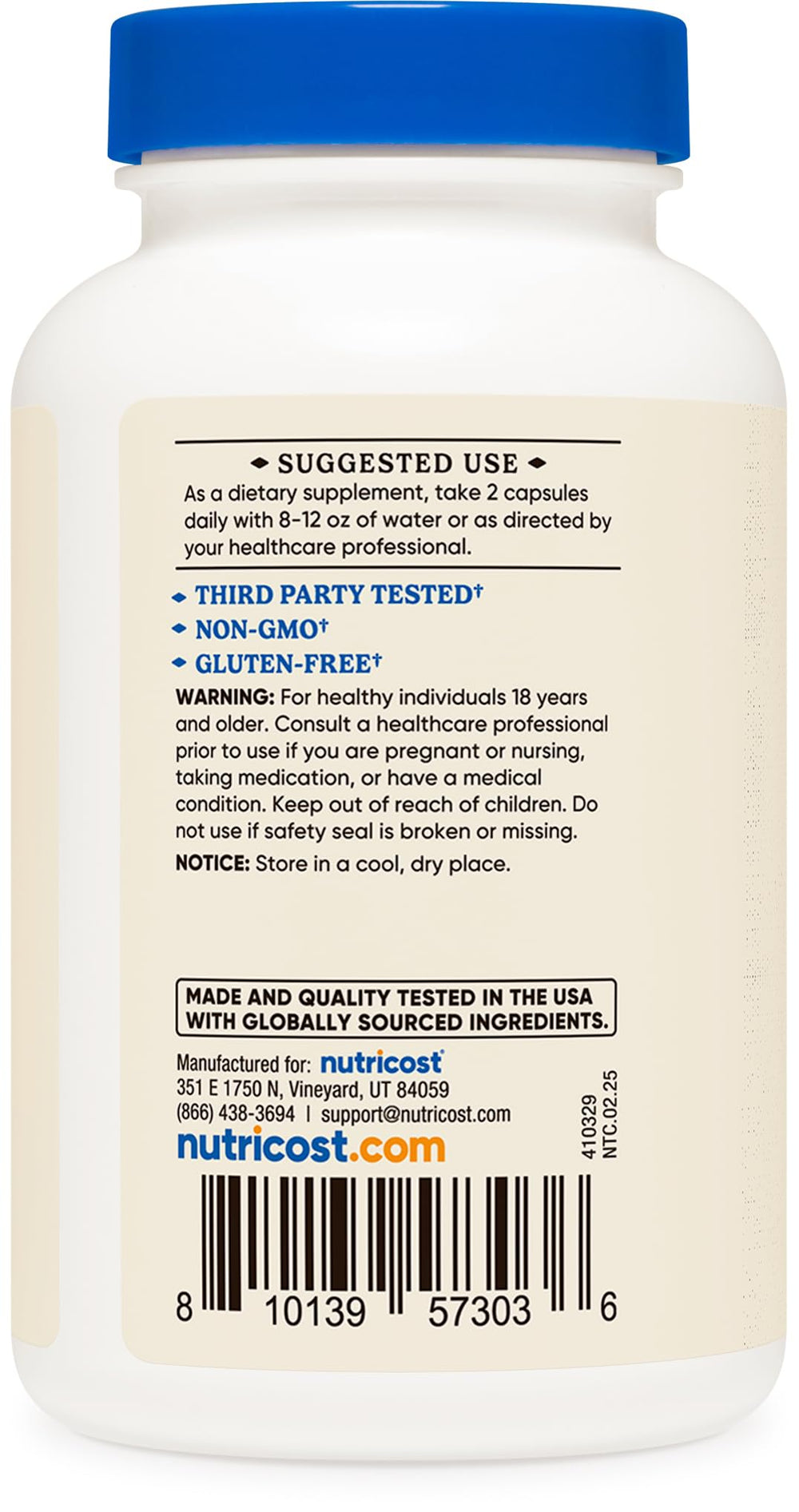 Packaging indicating third-party testing and quality