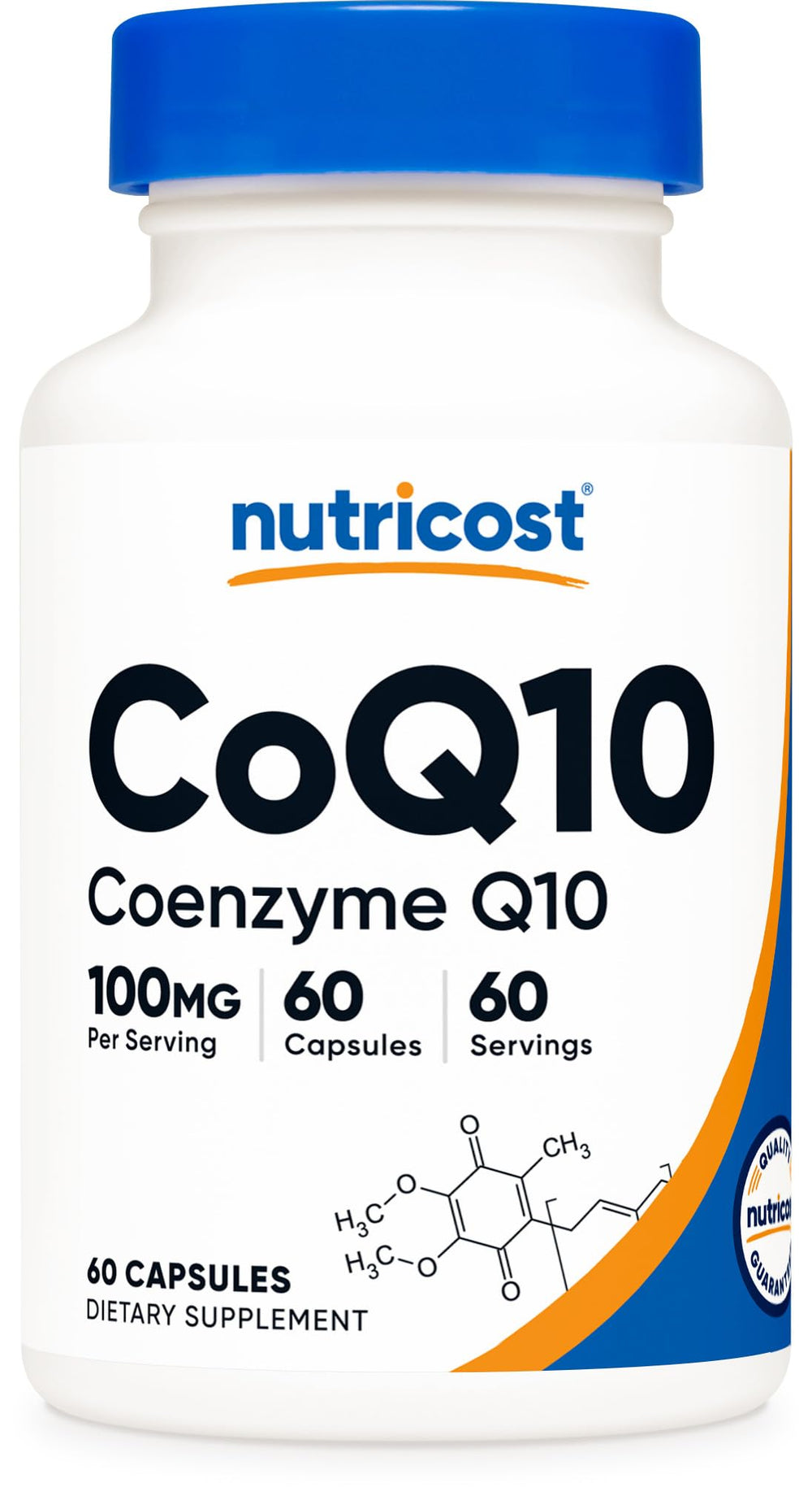 Nutricost CoQ10 100mg bottle label and capsules