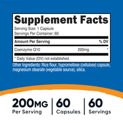 Bottle of Nutricost CoQ10 200mg 60 vegetarian capsules