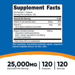 Nutricost Cranberry Extract bottle – side profile