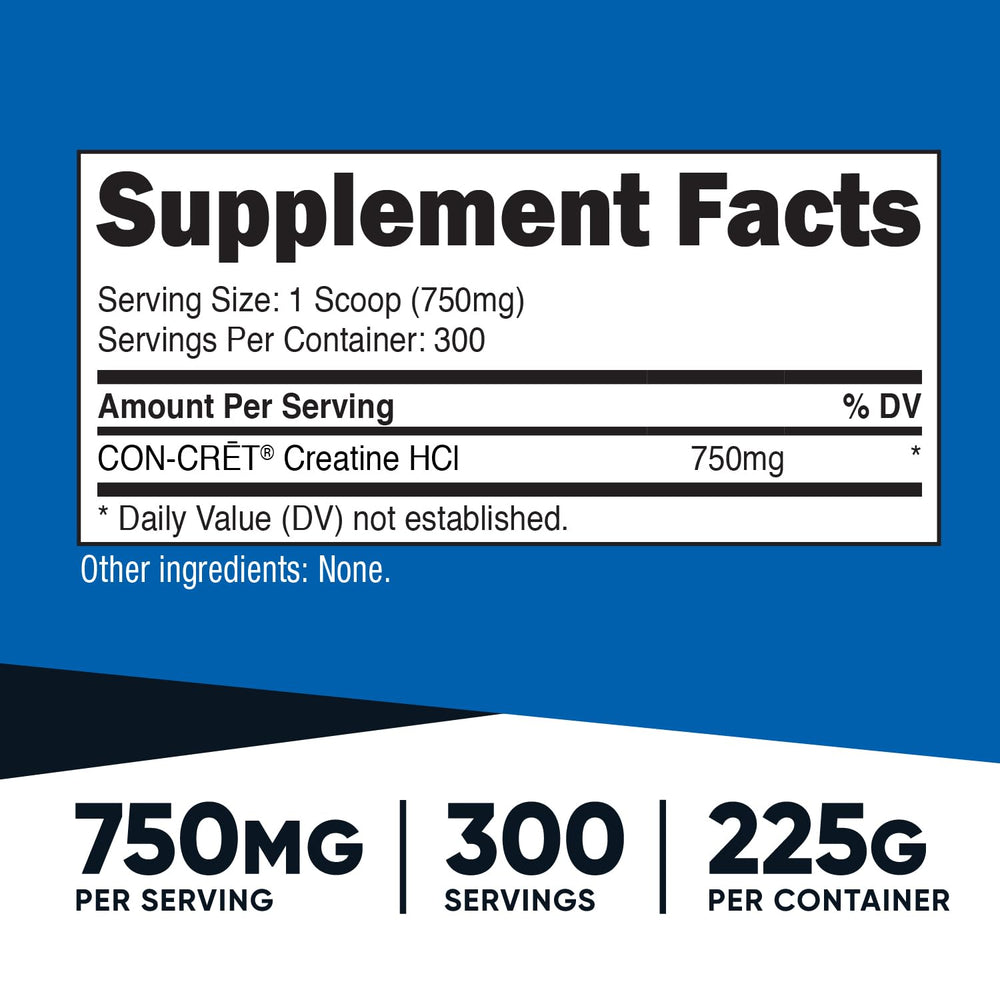 Nutricost Creatine HCl Powder 8 oz bottle side view