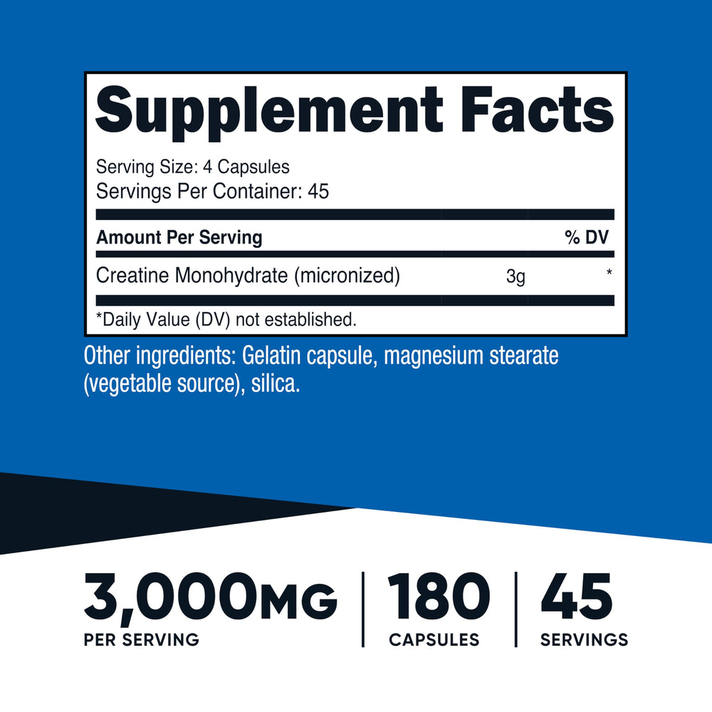 Nutricost Creatine Monohydrate bottle back label