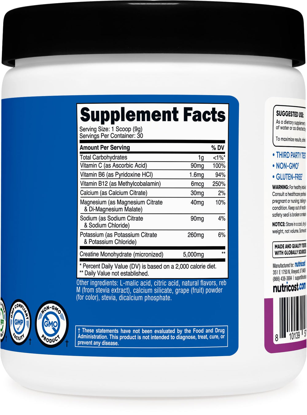 GMP compliant and NSF certified facility seal on packaging