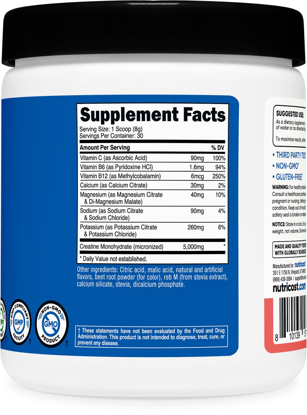 Product packaging highlighting vegan, gluten-free and GMO-free properties