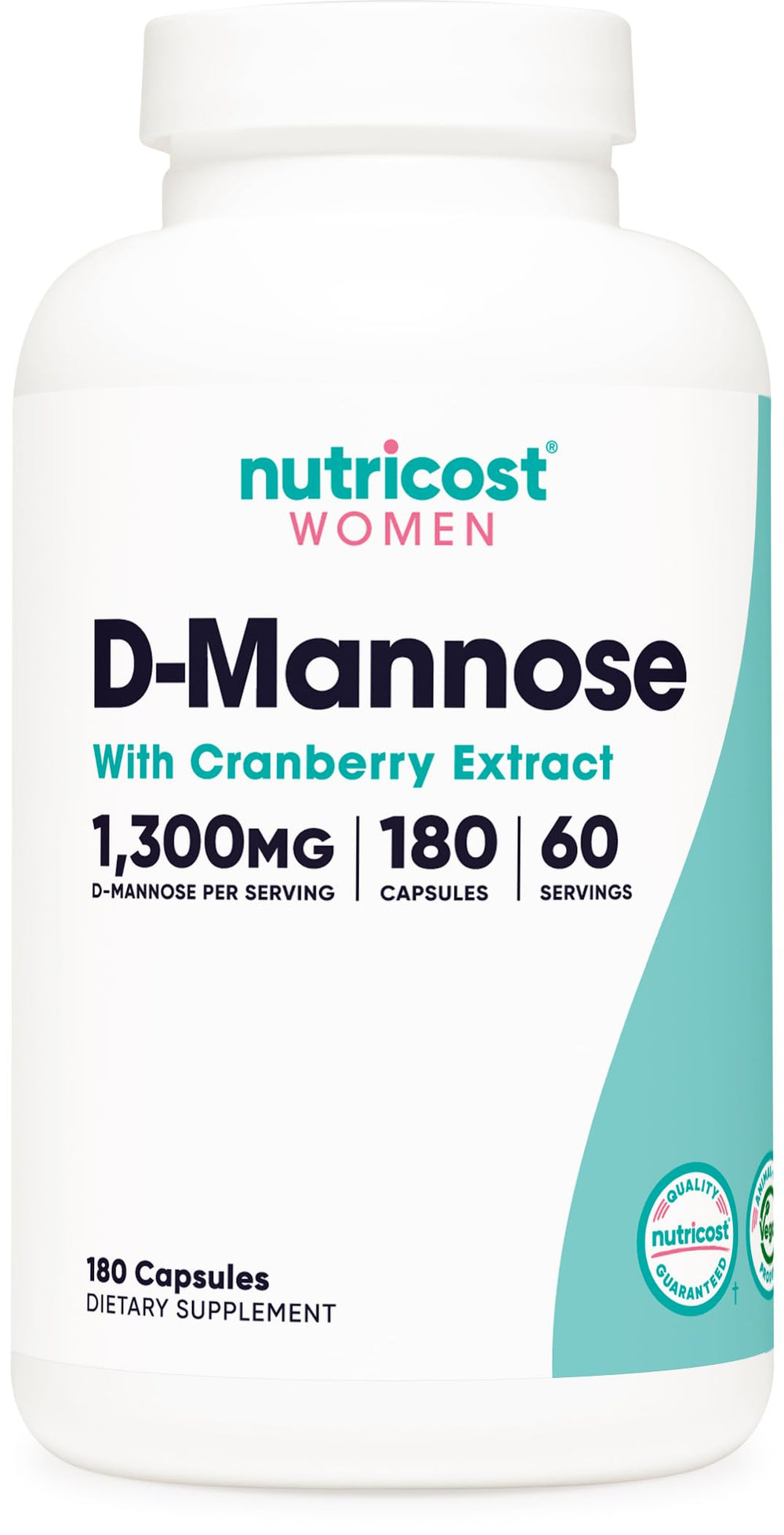 Nutricost D-Mannose with Cranberry Extract bottle and capsules