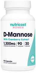Bottle of Nutricost D-Mannose with Cranberry for Women 90 capsules