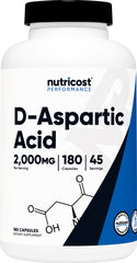 Nutricost D-Aspartic Acid capsules 2000mg per serving — convenient daily dose for easy supplementation.