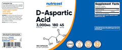 Serving size and bottle information on Nutricost DAA label