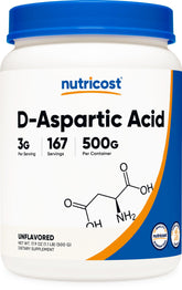 Nutricost D-Aspartic Acid Powder 500g bottle front view