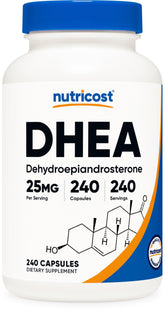 Nutricost DHEA 25mg 240-capsule bottle hero image
