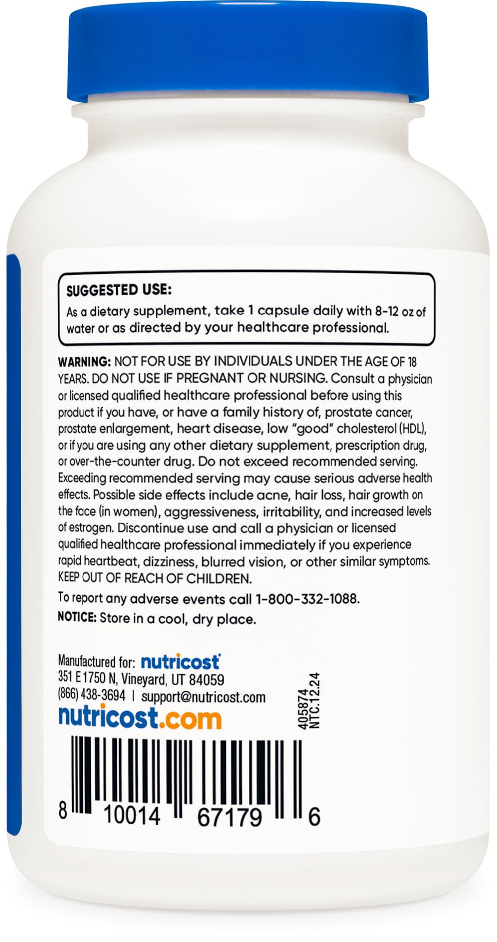 ISO-accredited third-party testing certificate for Nutricost DHEA