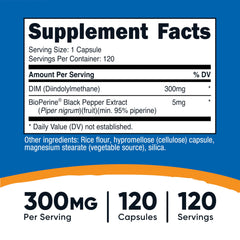 Close-up of Nutricost DIM 300mg BioPerine label
