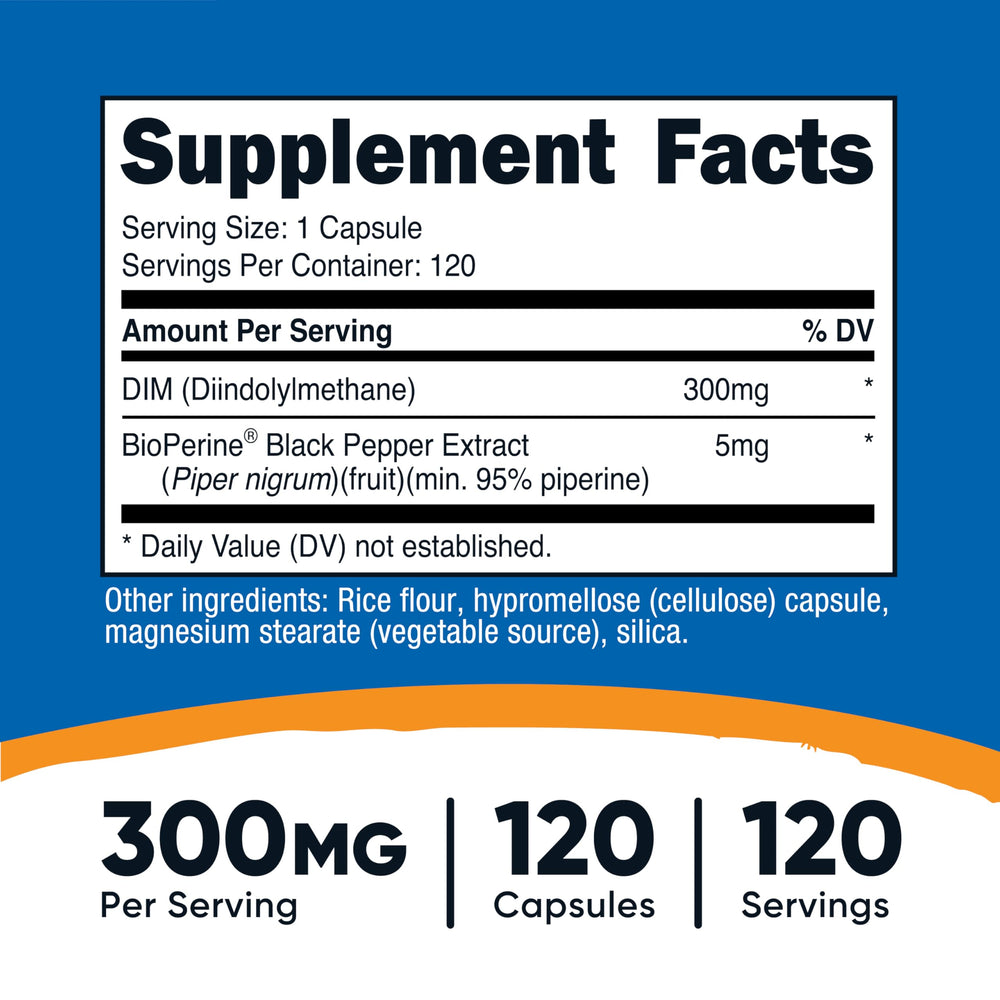 Nutricost DIM capsules closeup showing vegetarian soft capsules.