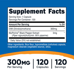 Nutricost DIM capsules closeup showing vegetarian soft capsules.