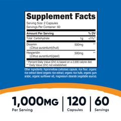 Close-up of vegan capsules for Nutricost Diosmin with Hesperidin