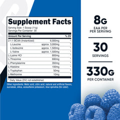 Nutricost EAA Powder Blue Raspberry bottle - back label