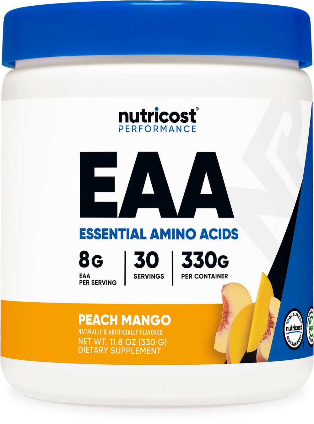 Nutricost EAA Powder Peach Mango bottle front view