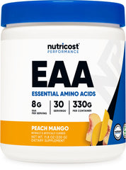 Nutricost EAA Powder Peach Mango bottle front view