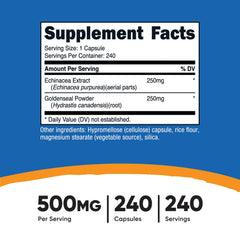 Front packaging of Nutricost Echinacea & Goldenseal Root 500mg
