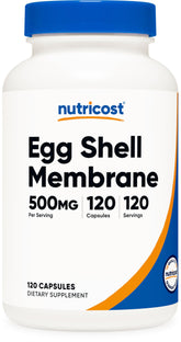 Nutricost Egg Shell Membrane bottle front label showing 500 mg per serving